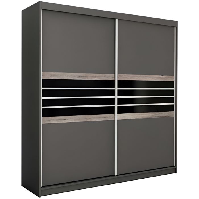 Dacorum 203cm 2-Door Sliding Wardrobe in Black