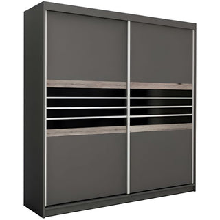 Dacorum 203cm 2-Door Sliding Wardrobe in Black