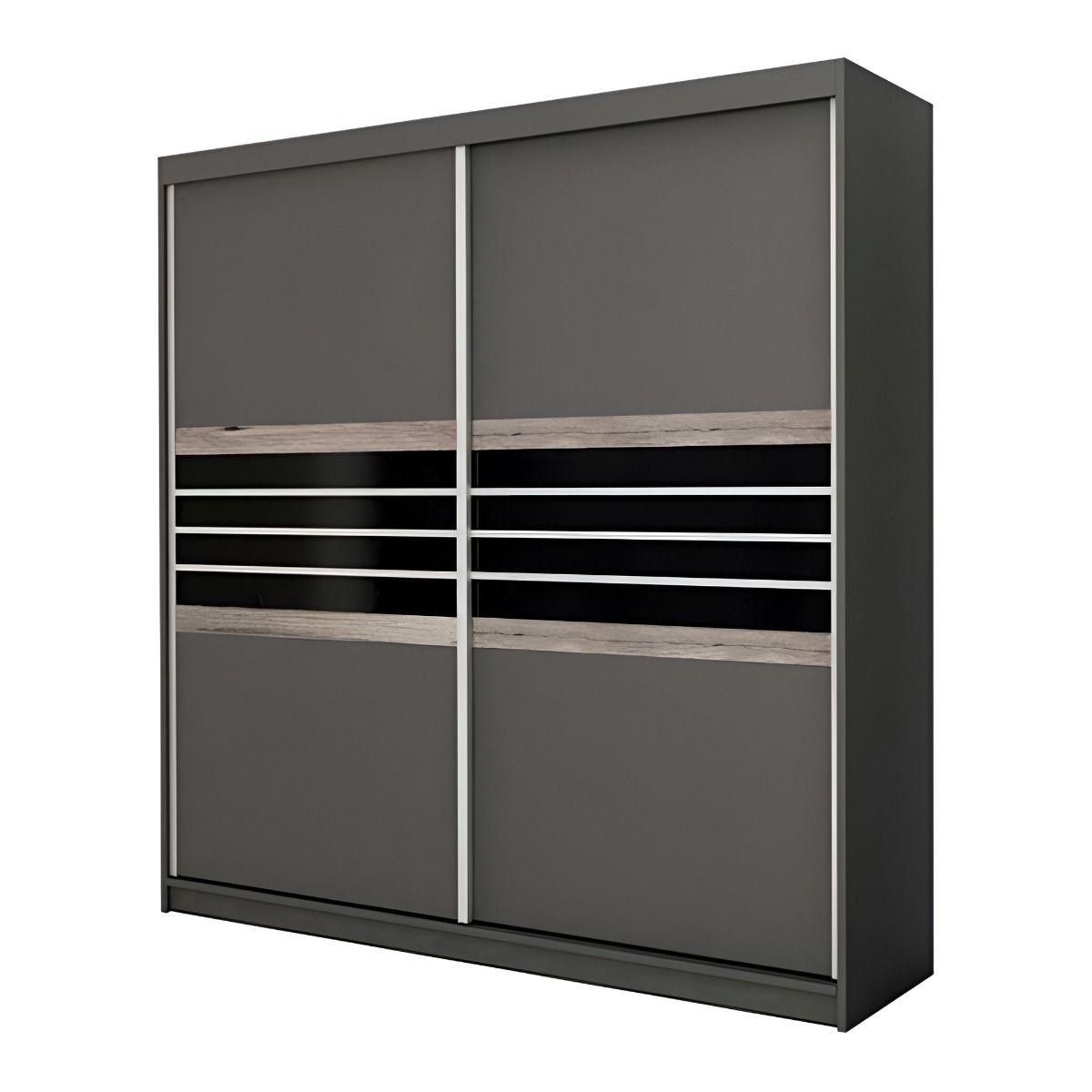 Dacorum 203cm 2-Door Sliding Wardrobe in Black – product detail
