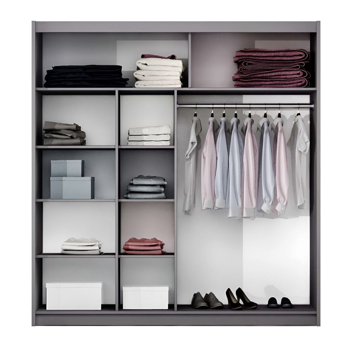 Dacorum 203cm 2-Door Sliding Wardrobe in Black – product detail