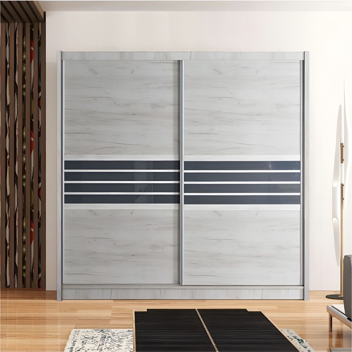 Dacorum 203cm 2-Door Sliding Wardrobe in Light Wood – product detail