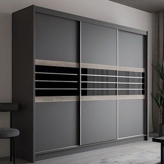 Dacorum 250cm 3-Door Sliding Wardrobe in Black
