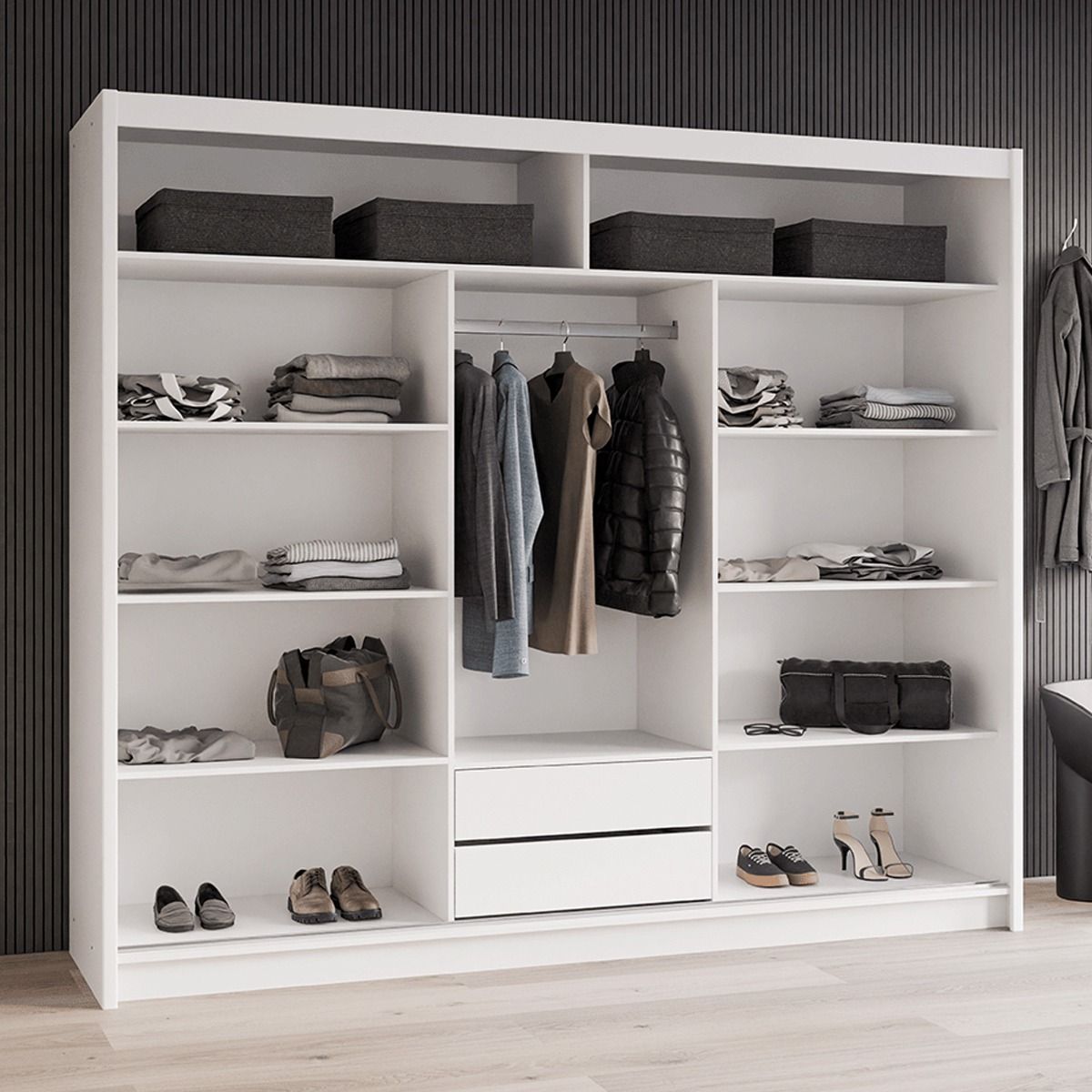 Dacorum 250cm 3-Door Sliding Wardrobe in Black – product detail