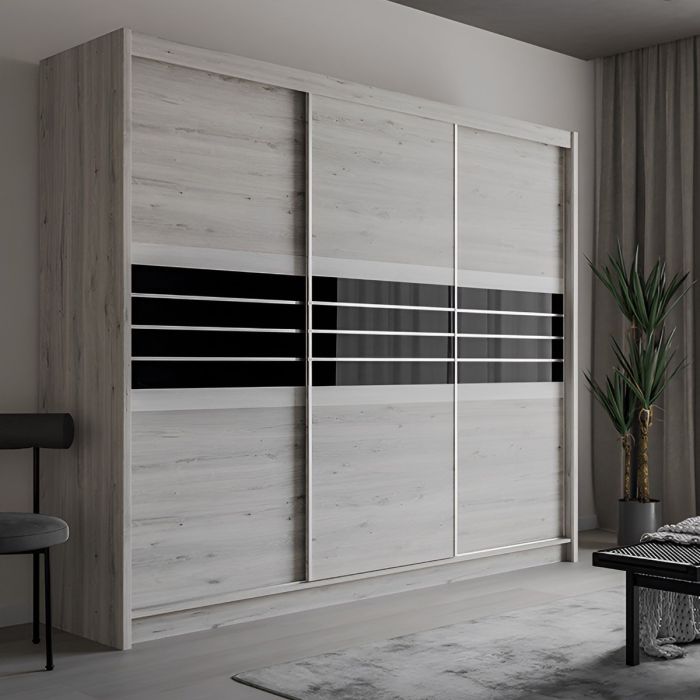 Dacorum 250cm 3-Door Sliding Wardrobe in Light Wood
