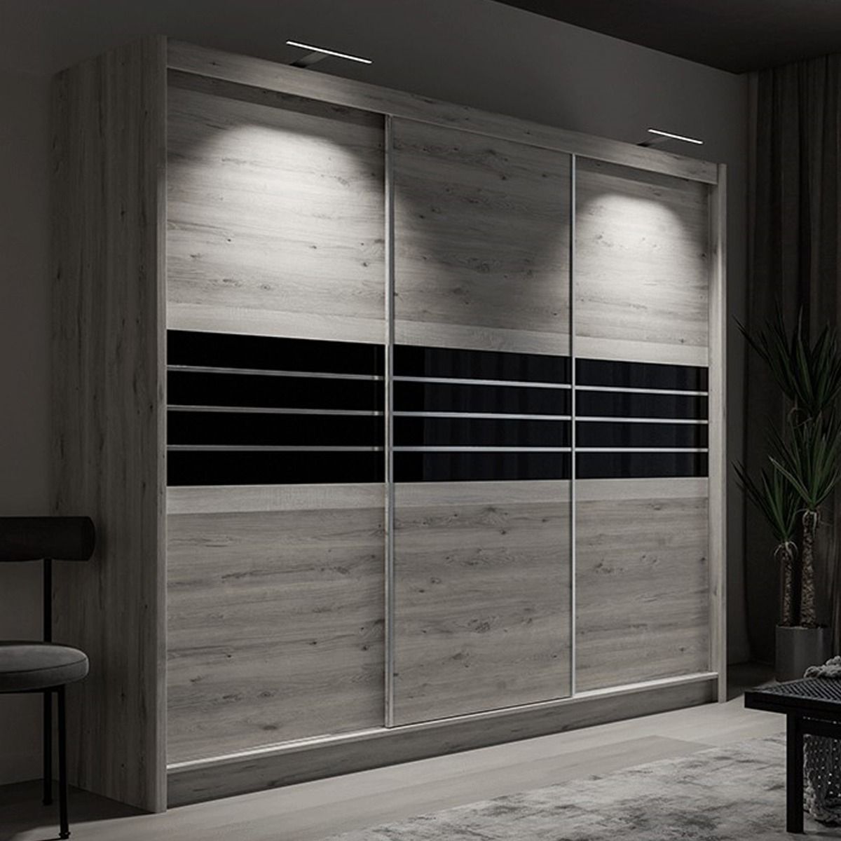 Dacorum 250cm 3-Door Sliding Wardrobe in Light Wood – product detail