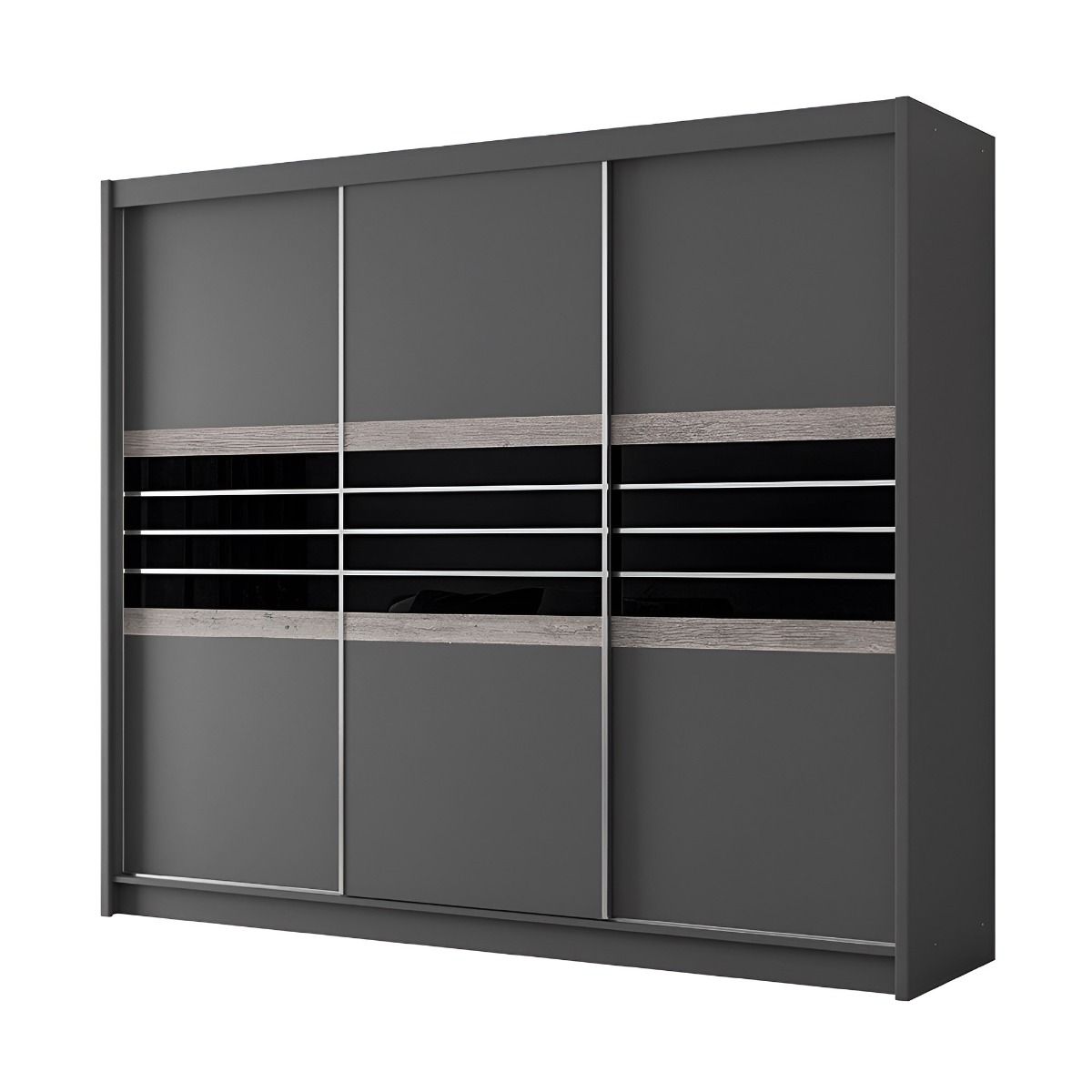 Dacorum 250cm 3-Door Sliding Wardrobe in Black – product detail