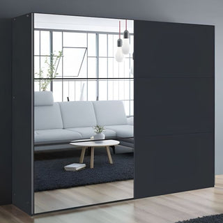 Boris 250cm 2-Door Mirrored Sliding Wardrobe in Black