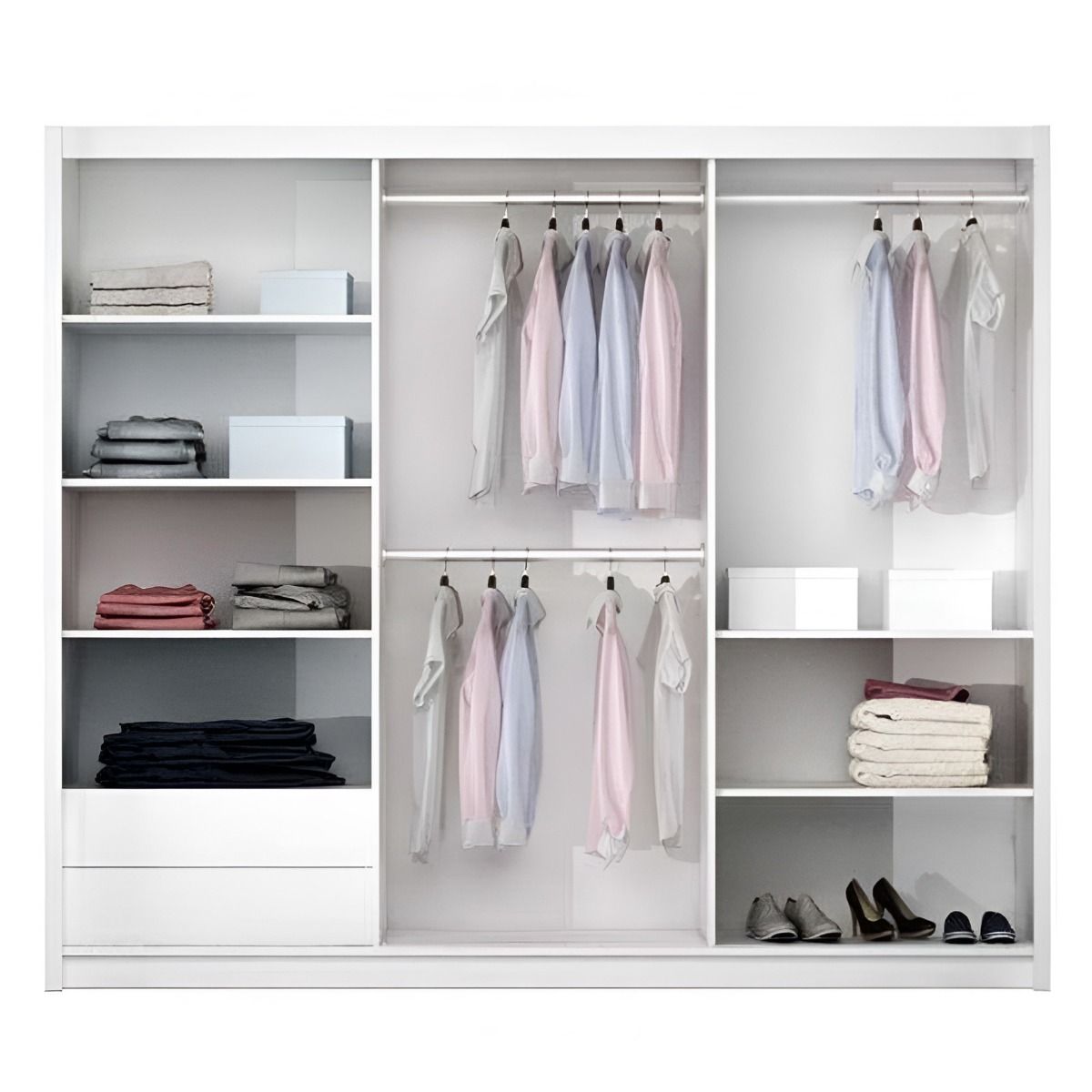 Boris 250cm 2-Door Mirrored Sliding Wardrobe in Grey – product detail