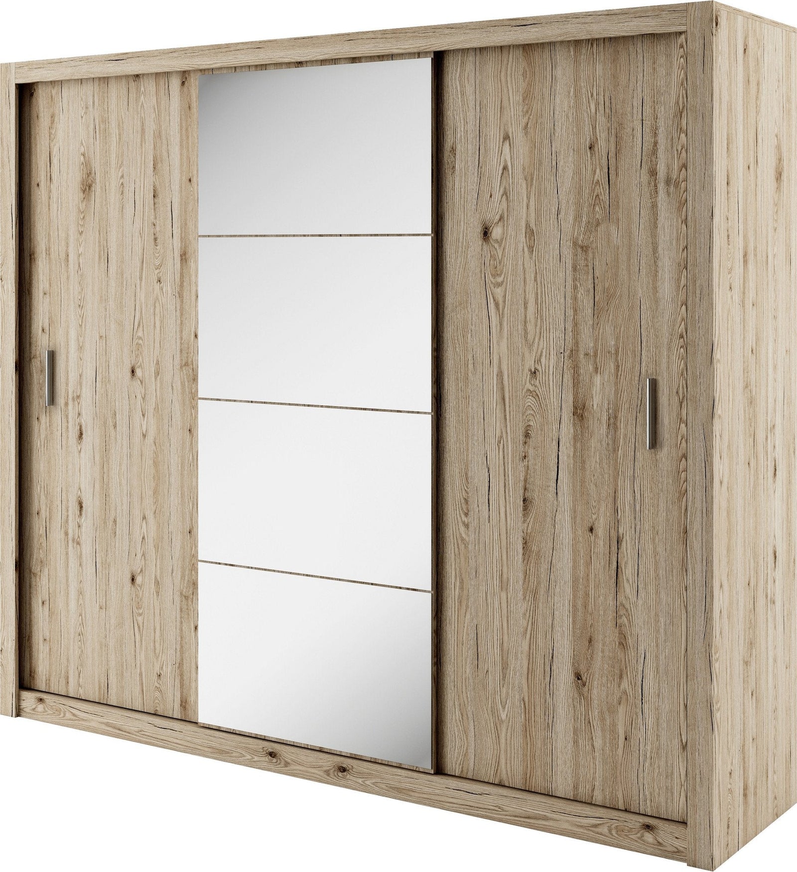 Idea ID-01 250cm 3 Door Mirrored Sliding Wardrobe in Oak San Remo