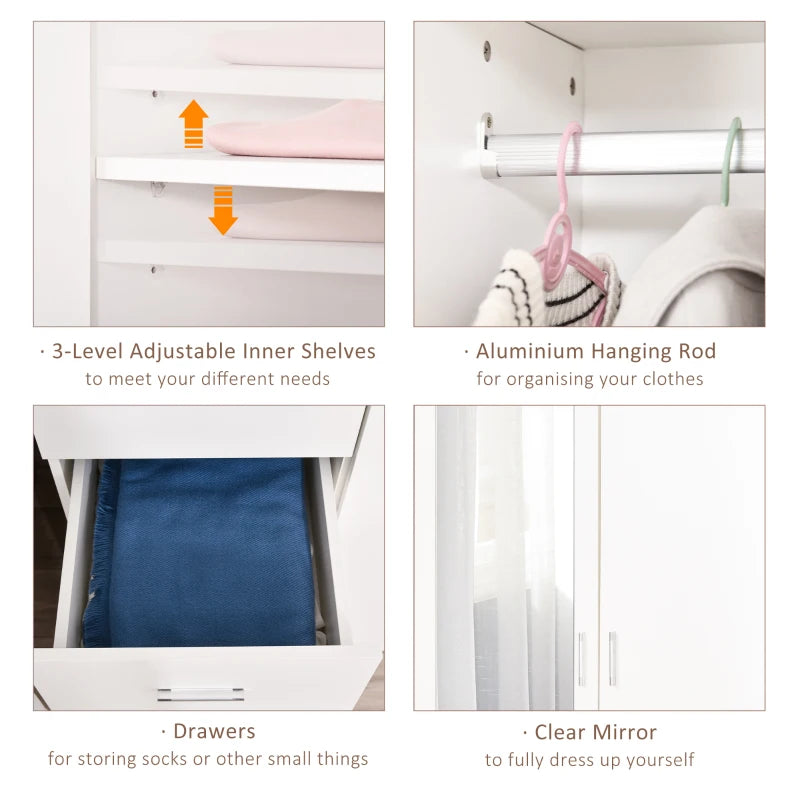 Elara white mirrored wardrobe product detail