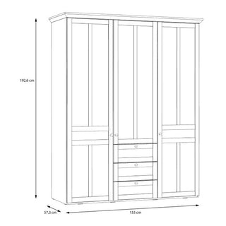 Iloppa Mirrored Wardrobe With 3 Doors In Nelson Oak And Snowy Oak