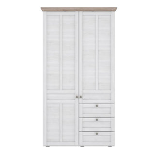 Iloppa Wooden Wardrobe With 2 Doors In Nelson Oak And Snowy Oak