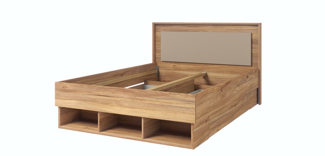 Impressio 83 Oak Mauvella & Congo wood bed frame with under-bed storage compartments