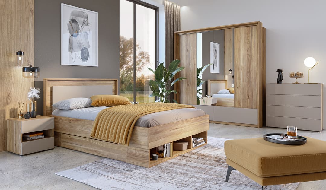 Impressio 83 two under-bed storage drawers, oak effect finish