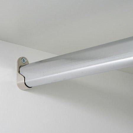 Aluminium finish additional wardrobe hanging rail mounted on a wall bracket.