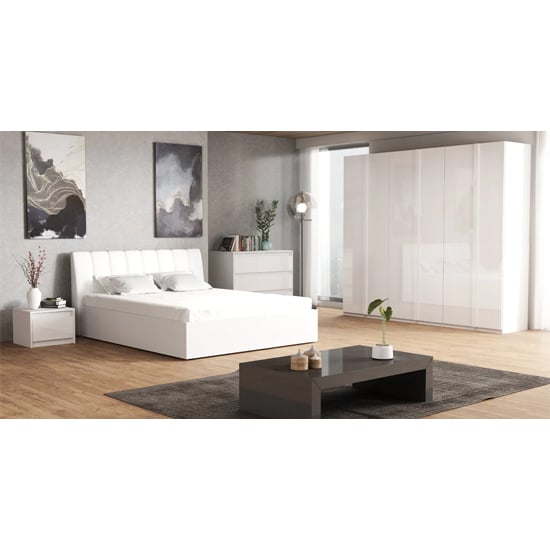 CHOICEWARDROBE Iowa white high gloss 4 door hinged wardrobe
