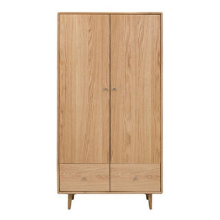Javion Wooden Wardrobe With 2 Doors In Natural Oak