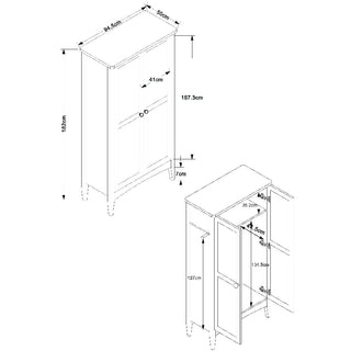 Kamuy Wooden Wardrobe With 2 Doors In Grey