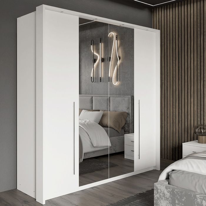 Kirklees 210cm 2-Door Mirrored Sliding Wardrobe in White