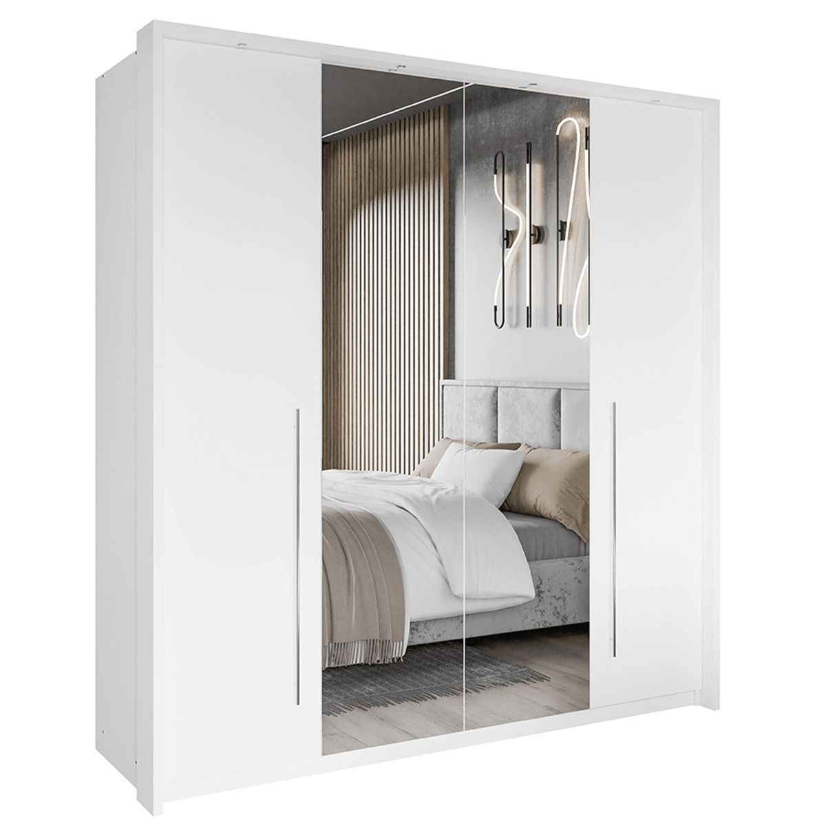 Kirklees 210cm 2-Door Mirrored Sliding Wardrobe in White – product detail