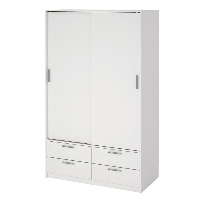 White 2-door sliding wardrobe with 4 drawers