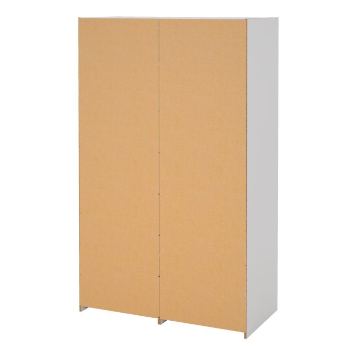 White wardrobe back with two unpainted fibreboard panels