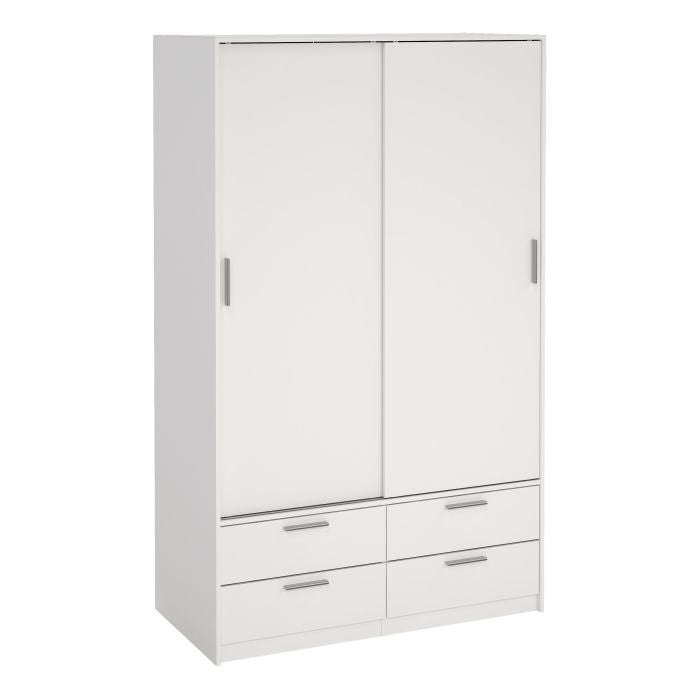 Lacoste 121.2cm 2-Door Sliding Wardrobe with 4 Drawers – White – product image 14