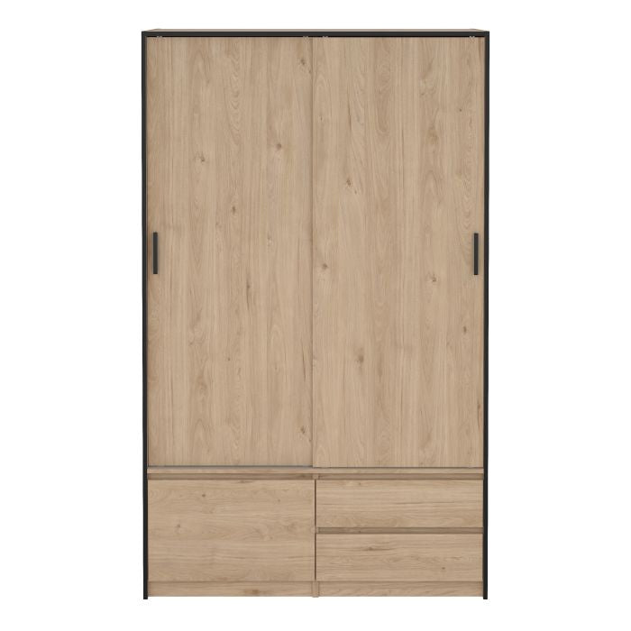 Sliding wardrobe with two doors and two drawers in Jackson Hickory Oak finish
