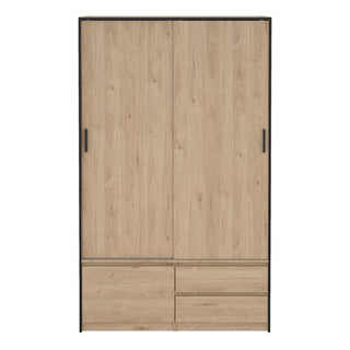 Lebanon Wooden Wardrobe With 2 Sliding Doors 2 Drawers In Oak