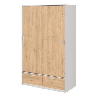 Liston Wooden Wardrobe With 2 Doors 2 Drawers In White And Oak