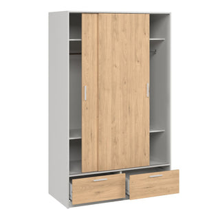 Liston Wooden Wardrobe With 2 Doors 2 Drawers In White And Oak