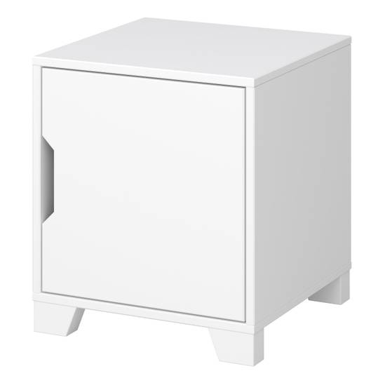 Loke 45cm 1-Door Bedside Table – White – image 3