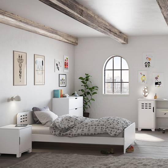 Loke 45cm 1-Door Bedside Table – White – image 4