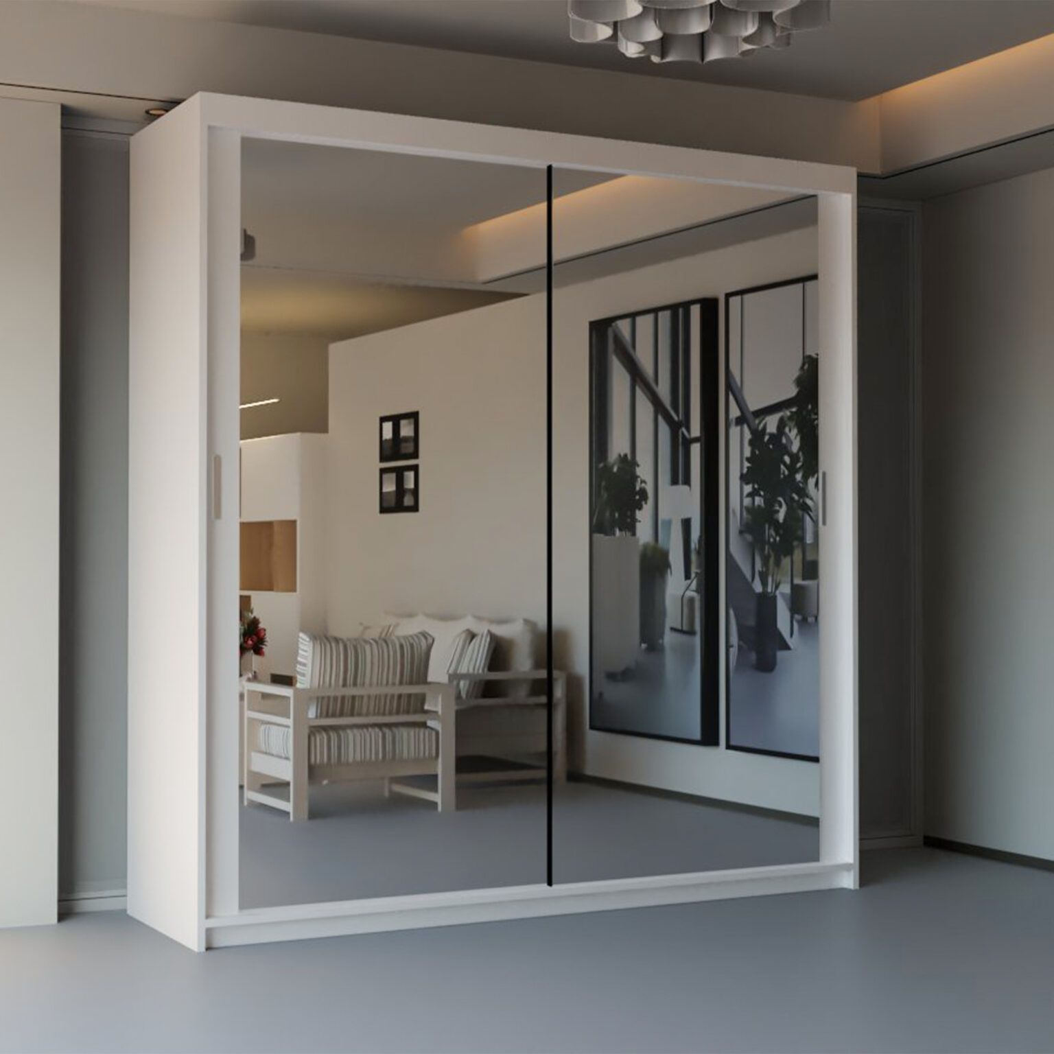 CHOICEWARDROBE Modern Double Sliding Door Wardrobe W 120cm X H 217cm in White – image 1