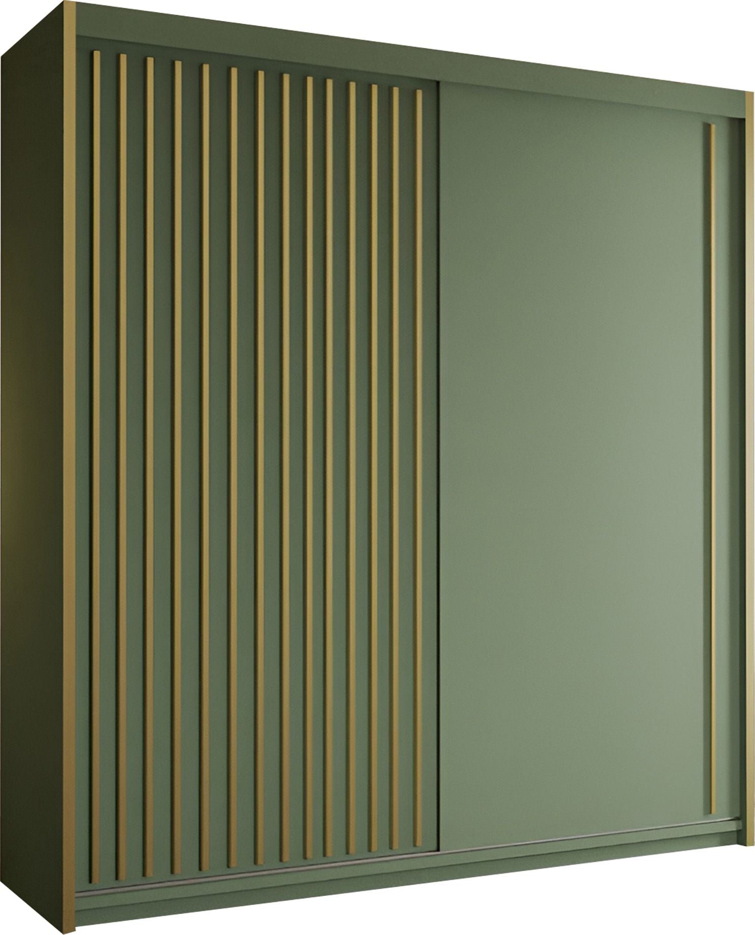 CHOICEWARDROBE Modern Sliding Wardrobe with LED Light W203cm x H217 x D62cm in Green – image 2
