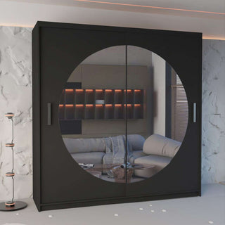 CHOICEWARDROBE Modern Wardrobe Double Sliding Wardrobe W 203cm x H 217cm x D 62cm in Black – image 1