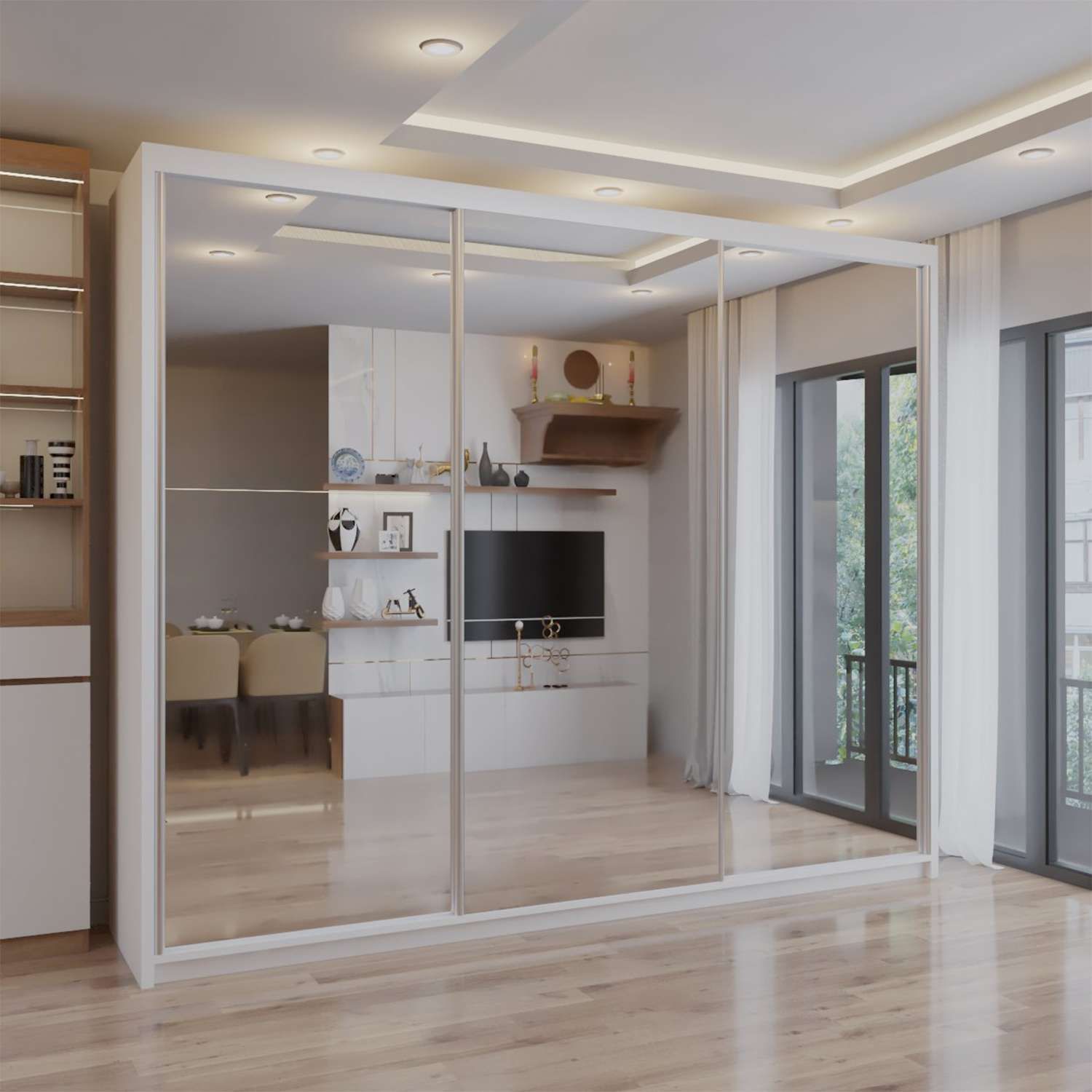 CHOICEWARDROBE Modern Triple Door Sliding Wardrobe W250cm x H217 x D62cm in White – image 1