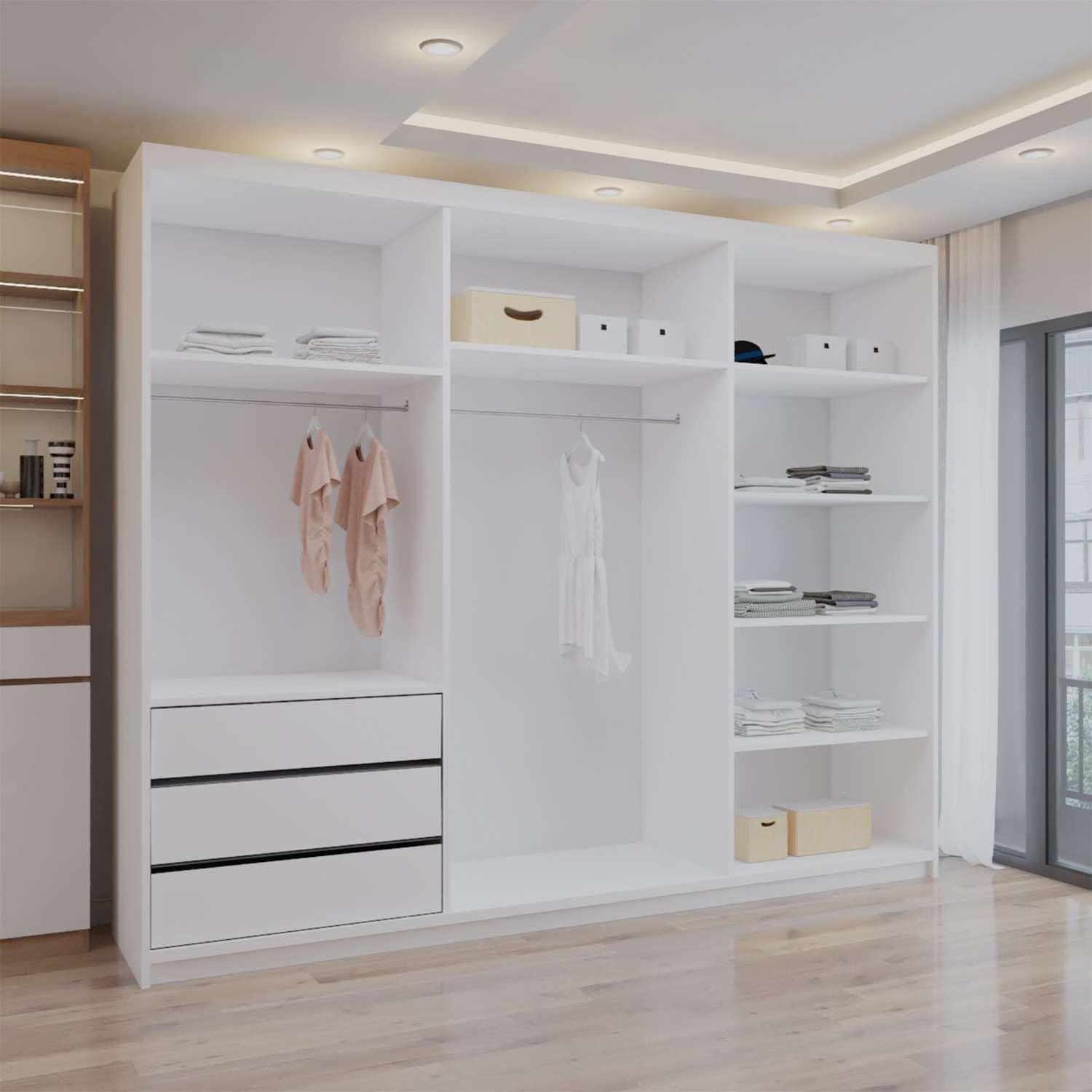 CHOICEWARDROBE Modern Triple Door Sliding Wardrobe W250cm x H217 x D62cm in White – image 2