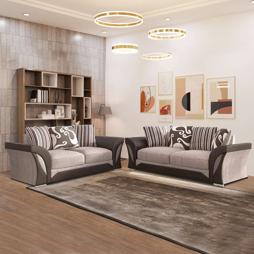 CHOICEWARDROBE Fabric 3+2 and Corner Sofa Set for Modern Living Spaces 3+2 in Beige – image 1