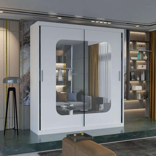 CHOICEWARDROBE Wardrobe with LED Light W203cm x H217cm x D62cm in White – image 1