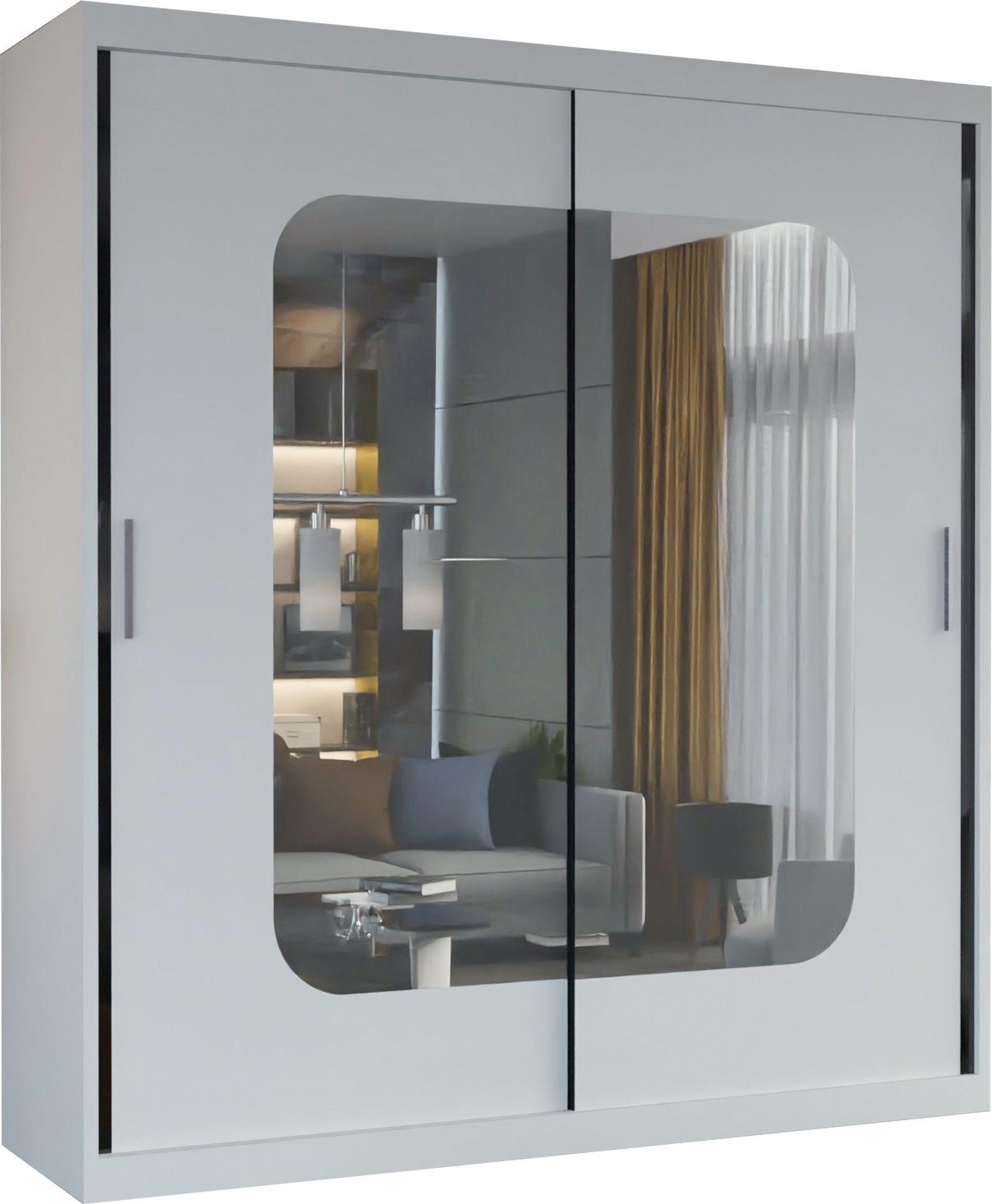 CHOICEWARDROBE Wardrobe with LED Light W203cm x H217cm x D62cm in White – image 2