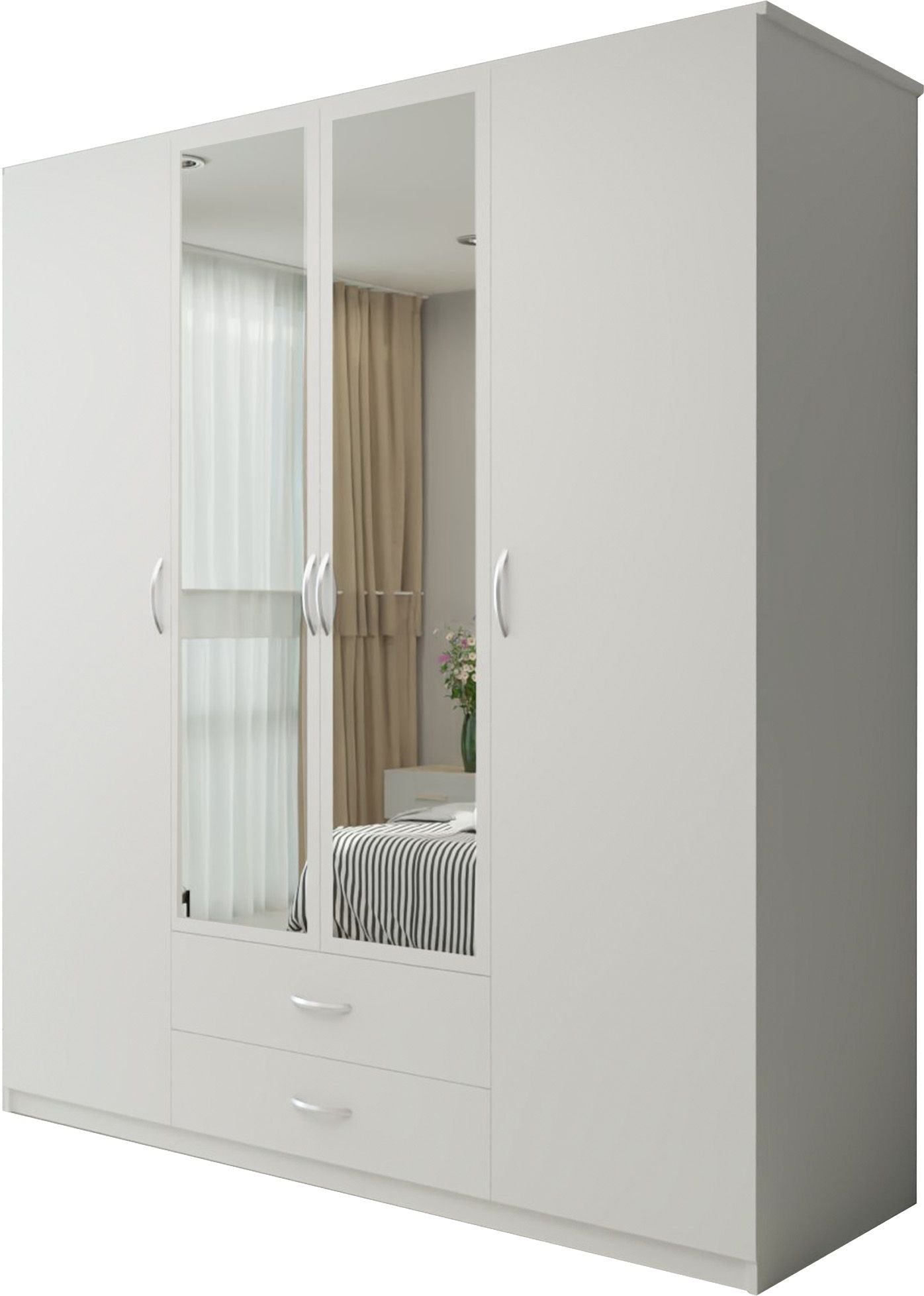 CHOICEWARDROBE Modern 4 Door Hinged Wardrobe with LED Light W171cm x H198cm in White – image 2