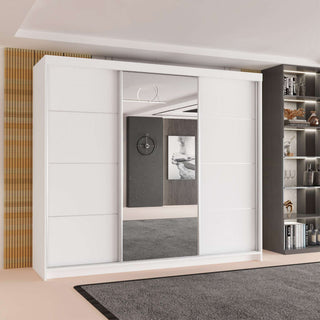 CHOICEWARDROBE Modern 3 Door Sliding Wardrobe-Bedroom cabinet 250cm x 217cm in White – image 1