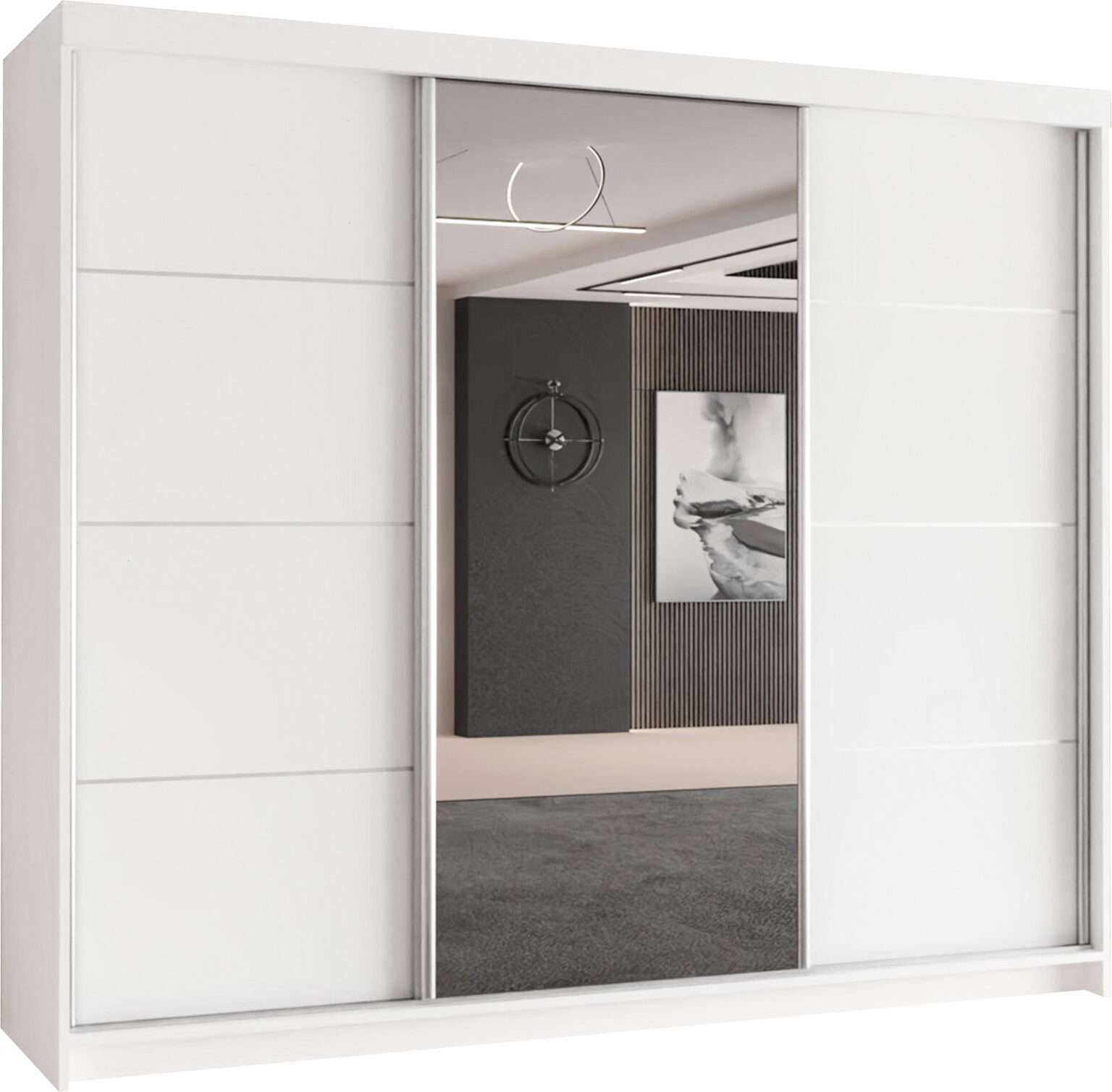 CHOICEWARDROBE Modern 3 Door Sliding Wardrobe-Bedroom cabinet 250cm x 217cm in White – image 2