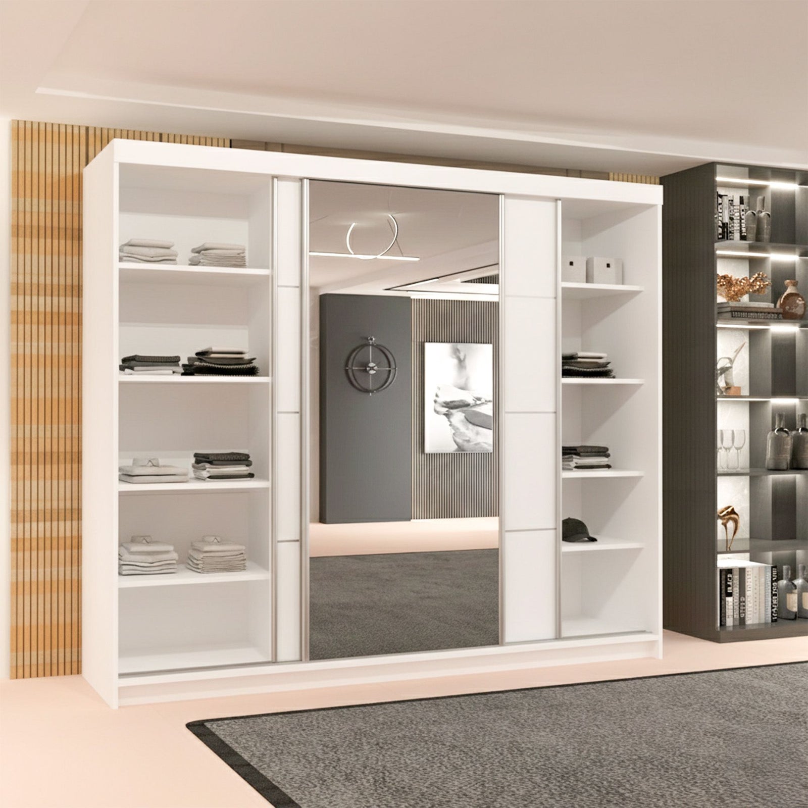 CHOICEWARDROBE Modern 3 Door Sliding Wardrobe-Bedroom cabinet 250cm x 217cm in White – image 3