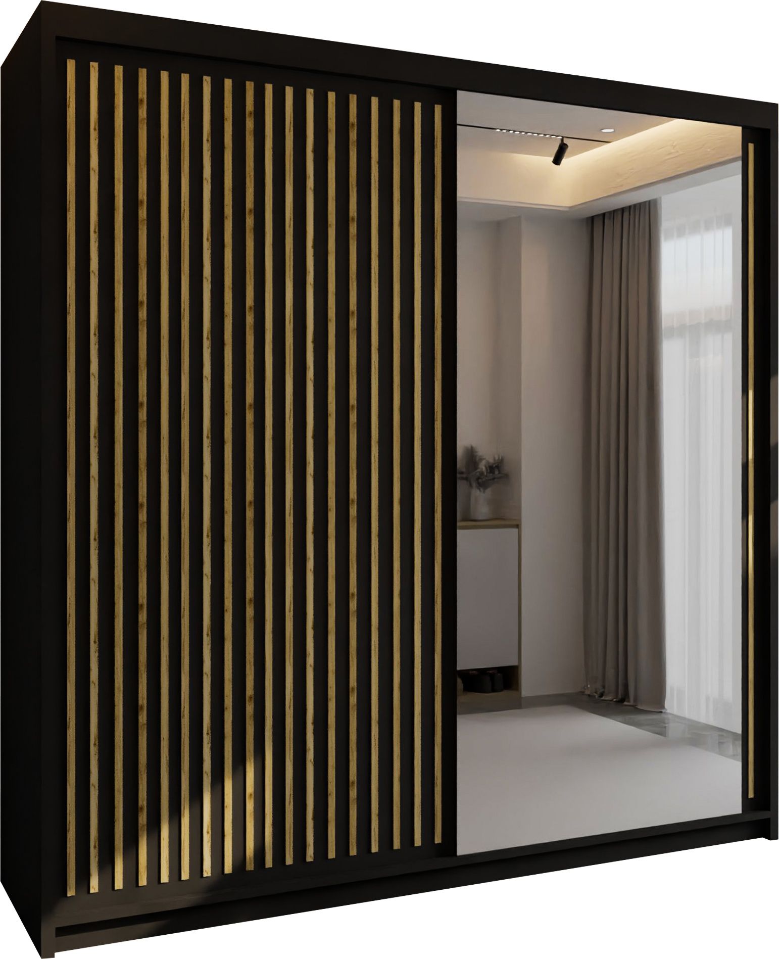 CHOICEWARDROBE Ronni Sliding Door Wardrobe 150cm X 217cm in Black – image 2
