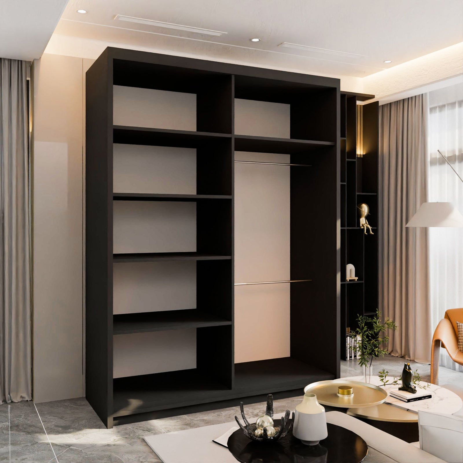 CHOICEWARDROBE Ronni Sliding Door Wardrobe 150cm X 217cm in Black – image 3