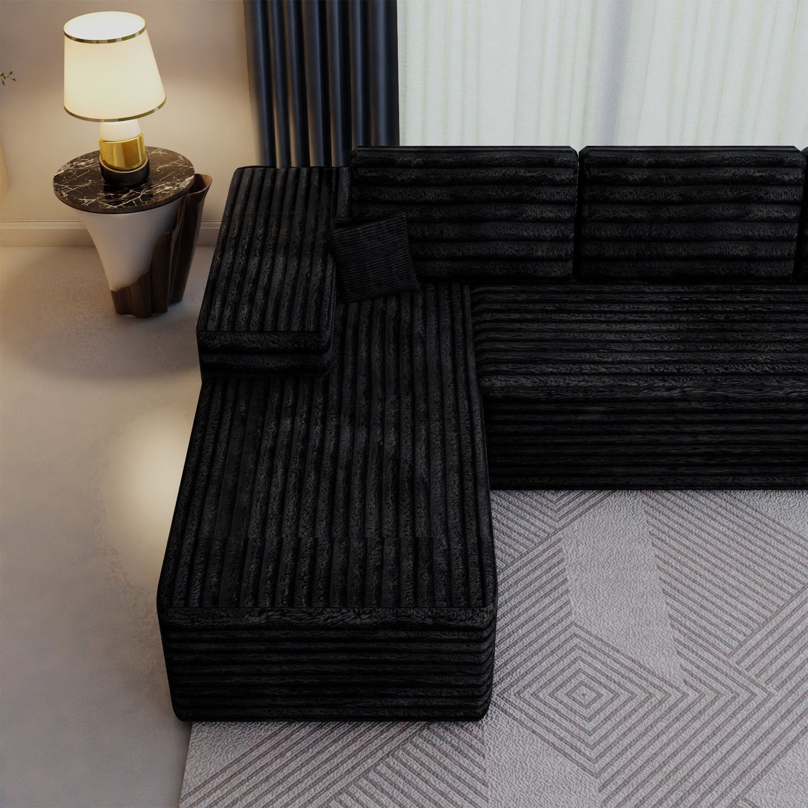 CHOICEWARDROBE Smart Left Corner Sofa – No Assembly Required in Black – image 6