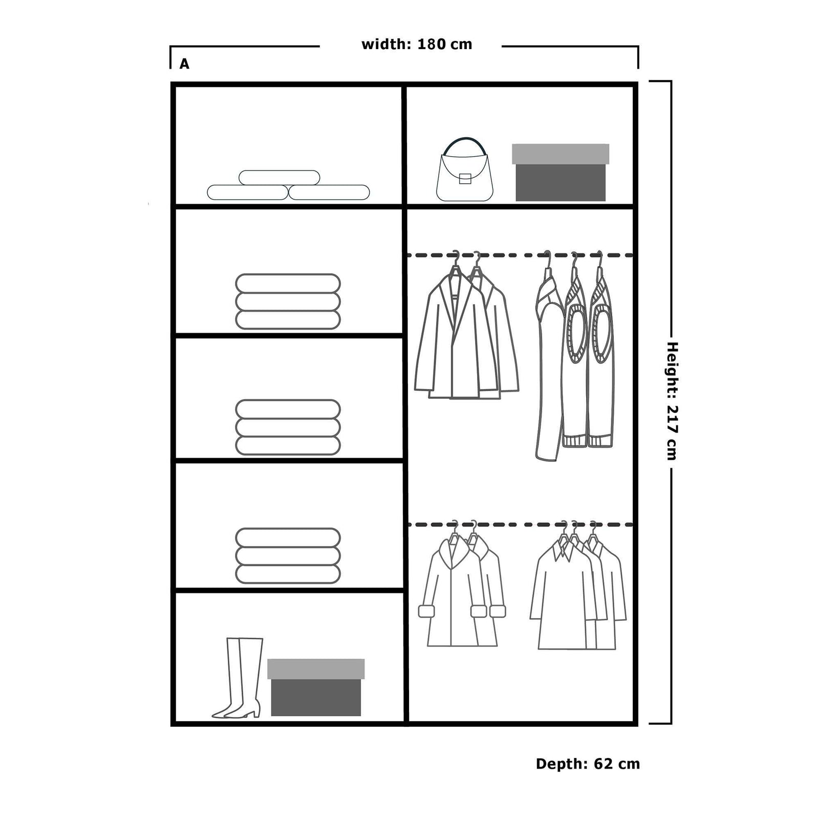 CHOICEWARDROBE Modern Mirror Sliding Wardrobe with Top LED Light W180cm x H217cm in Walnut – image 3