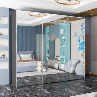 CHOICEWARDROBE Modern Double Door Sliding Wardrobe W250cm x H217cm x D62cm in Grey – image 1